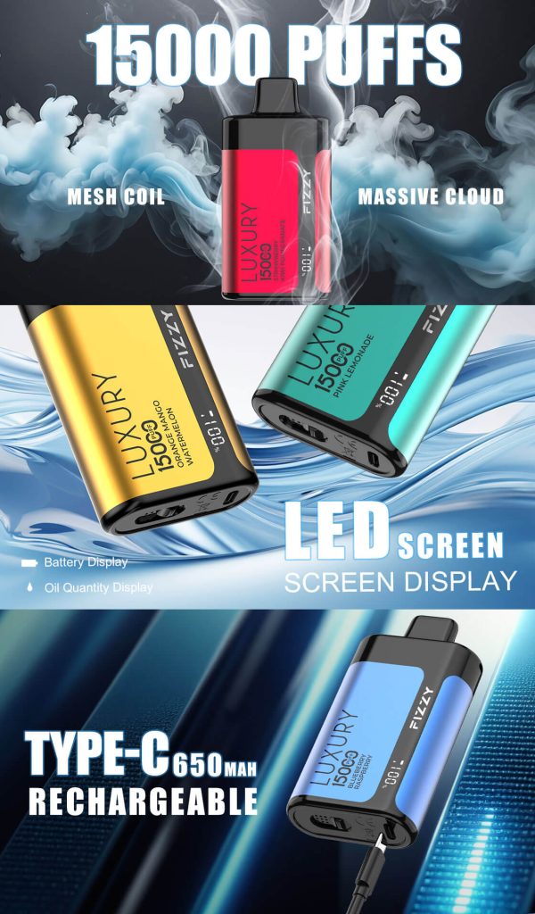 Fizzy luxury 15000 puff - LED display