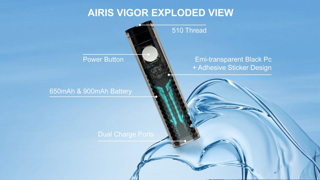 Airis Vigor 510 thread vape battery & charger black
