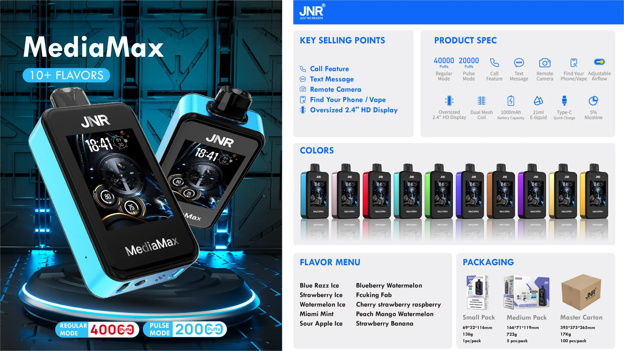 JNR Media Max Vape 40000 Product Information