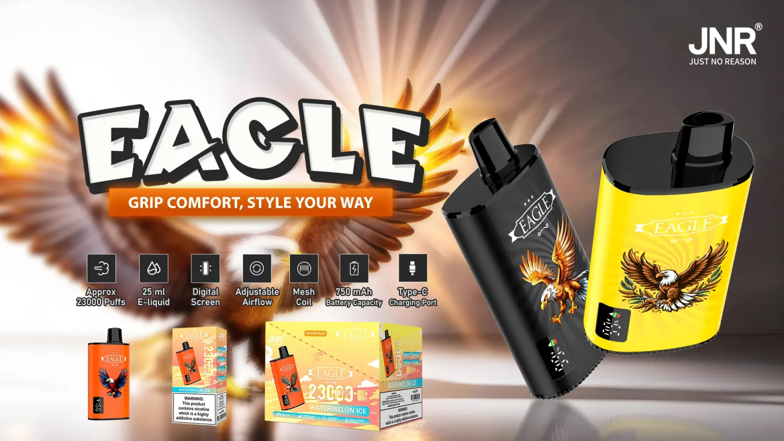 JNR Eagle 23k High Puff Disposable Vape Features