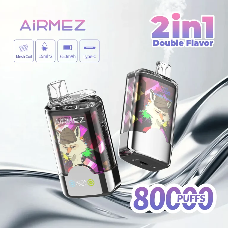 2 in 1 vape disposable Airmez Fox Double flavor