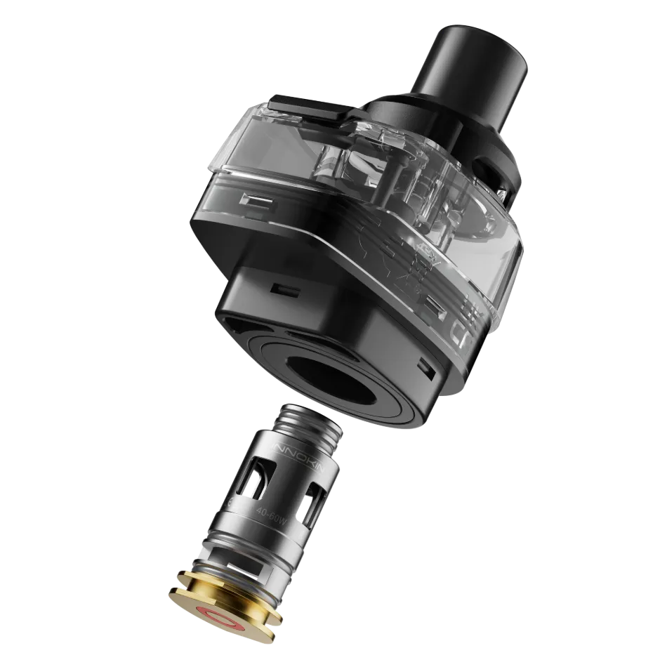 A disassembled vape atomizer with a removable coil, showcasing its components (transparent tank and metal coil unit) to illustrate the disassembly process essential for thorough cleaning and effective long-term vape storage, ensuring optimal performance and preventing damage.