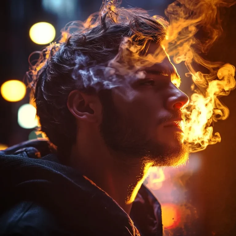 A man is smoking a vape
