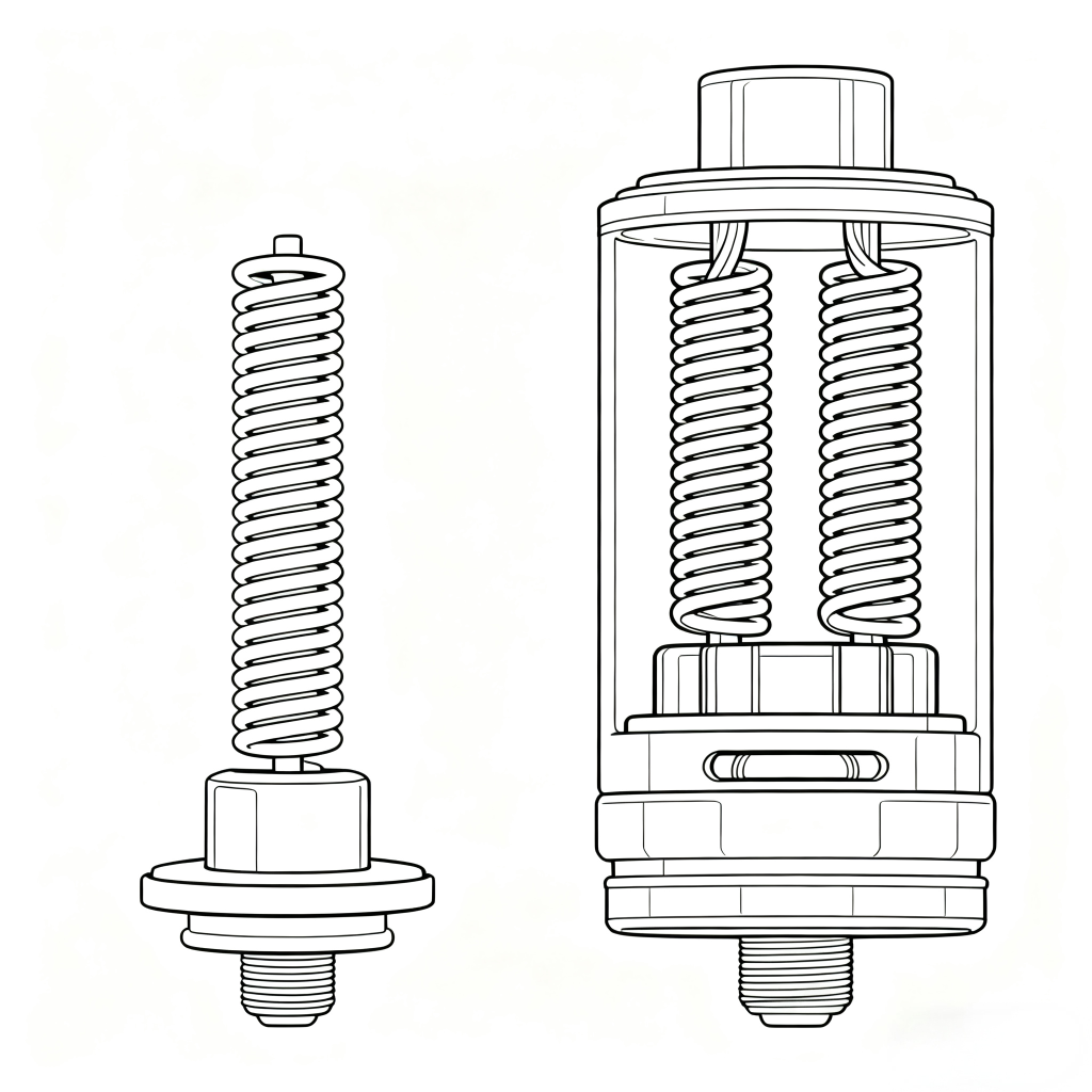 left shows single coil vape internal heating structure, right displays dual coil vape with two parallel heating coils